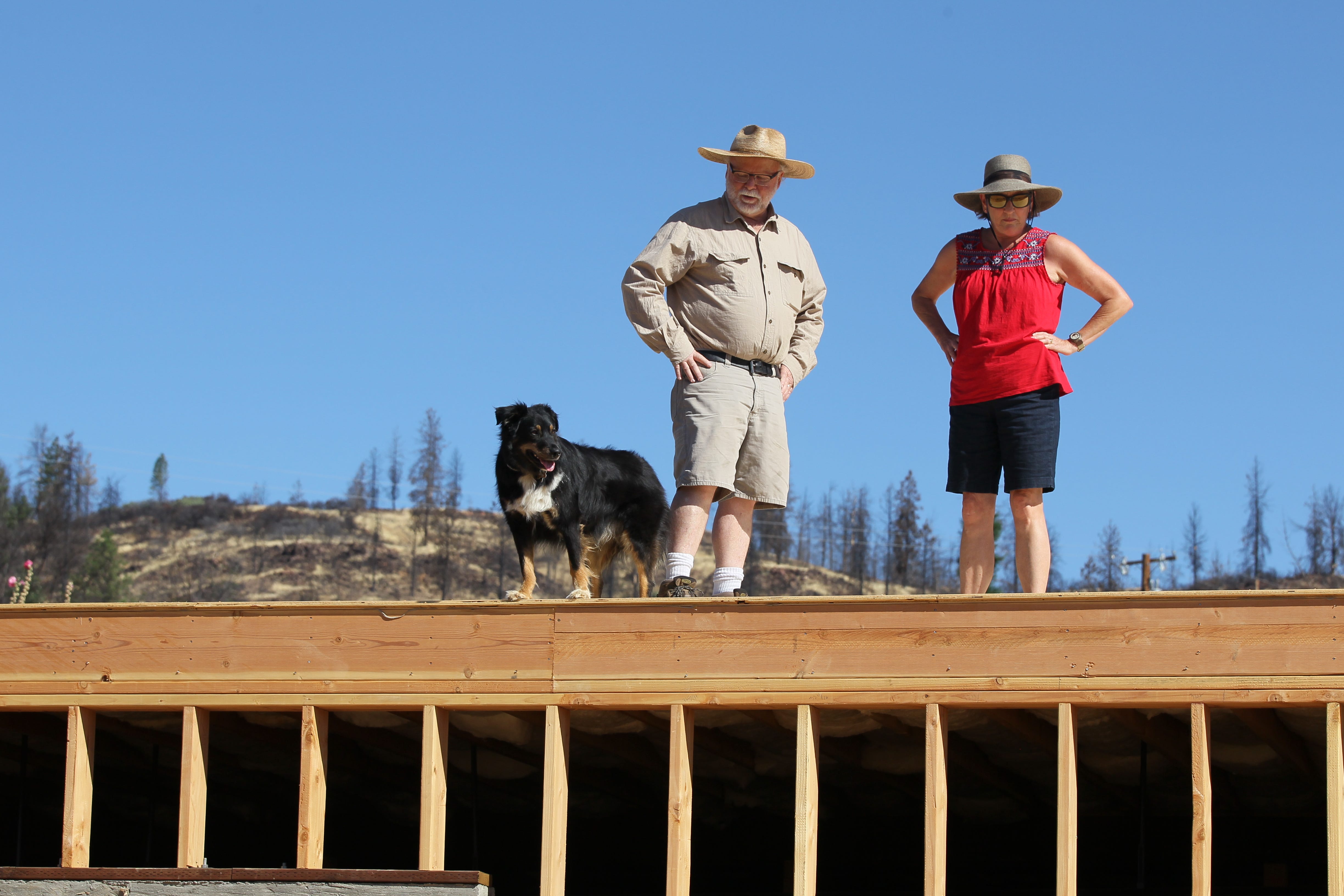 Jim Dowling and his wife, Donna, visit their property in Shasta as it gets rebuilt after the Carr Fire blazed through in 2018.