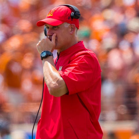 DJ Durkin during a Maryland game in 2017.