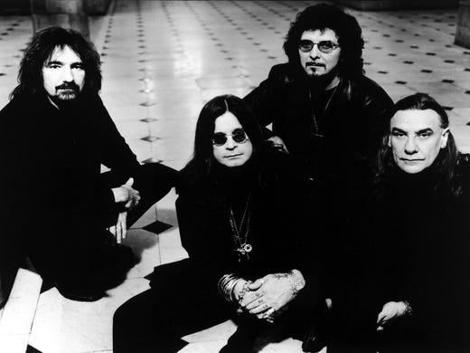 Members of the musical group Black Sabbath, left to right: Geezer Butler, Ozzy Osbourne, Tony Iommi, and Bill Ward. --- DATE TAKEN: rcd 1998 By Kevin Westenberg Epic HO - handout ORG XMIT: UT83731