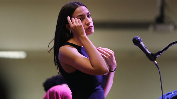 Rep. Alexandria Ocasio-Cortez, D-N.Y., holds an...