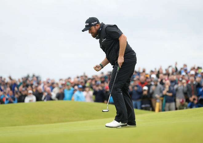 Shane Lowry reacts after making a birdie on the 15th green during the final round of the British Open this past weekend.
