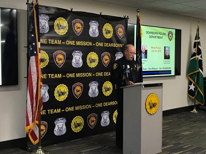 Dearborn Police Chief Ron Haddad speaks at a press conference on July 24, 2019.