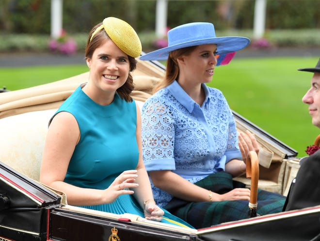 Princess Eugenie of York and Princess Beatrice of York at Royal Ascot on June 18, 2019 in Ascot, England.