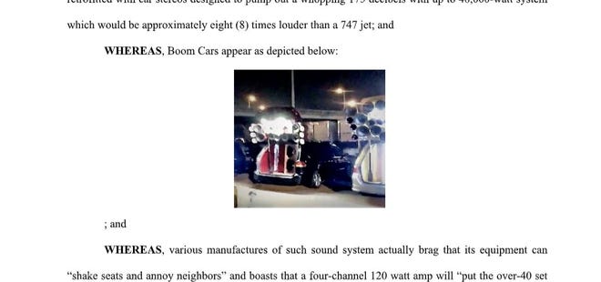 Gloucester City Officials identified "boom cars" from South Philadelphia parties as the culprit in noise complaints in South Jersey. The photo is seen in a part of the city's resolution.