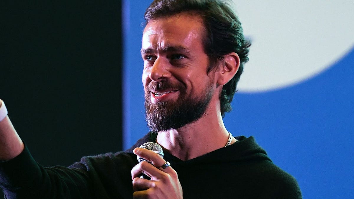 (FILES) In this file photo taken on November 12, 2018 Twitter CEO and co-founder Jack Dorsey gestures while interacting with students at the Indian Institute of Technology (IIT) in New Delhi on November 12, 2018. - Jack Dorsey twitted on June 7, 2019 a picture of his forearm with a tatoo displaying the logo of French Parisian radio FIP. (Photo by Prakash SINGH / AFP)PRAKASH SINGH/AFP/Getty Images ORIG FILE ID: AFP_1HB8N8