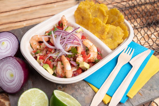 Shrimp ceviche with plantains from Santo Ceviche in Highlands.