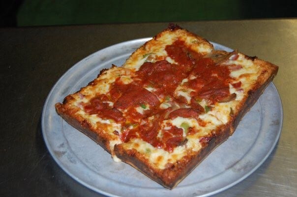 A Detroit-style pizza from Loui's in Hazel Park.