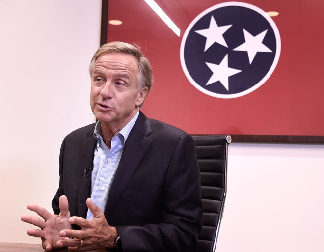 Former Gov. Bill Haslam discusses what was perhaps the most significant decision made during his last days in office: Freeing Cyntoia Brown, a woman who was convicted of murdering a man as a teenager. Brown's advocates said she was the victim of sex trafficking, and pointed to her young age as a reason she should avoid life in prison. Monday, July 29, 2019, in Nashville, Tenn.