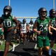 Palmetto Ridge High School football team head down the field for the first day of practice, Monday, July, 30 2019, at Golden Gate Estates.