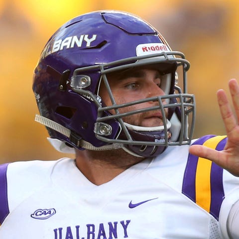 Albany Great Danes quarterback Vincent Testaverde...