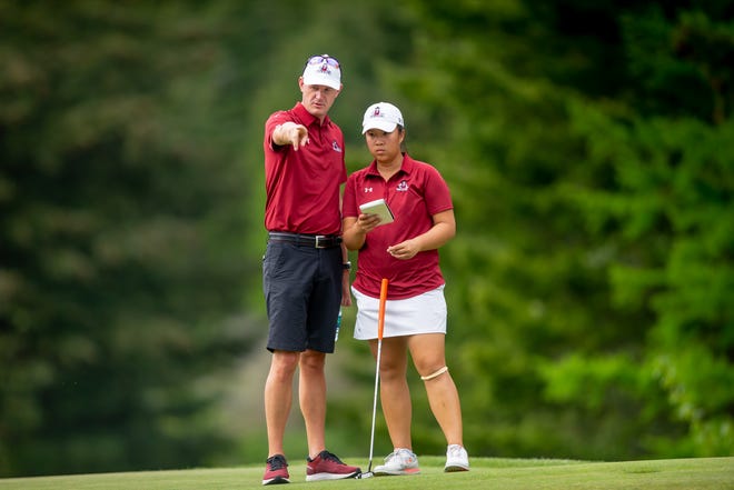 New Mexico State University competes in the 2019 NCAA Women's Golf Regional at Tumble Creek Club in Cle Elum, Washington, on May 8, 2019. (Photography by Scott Eklund/Red Box Pictures)