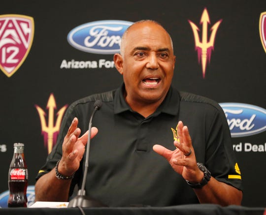 ASU special advisor Marvin Lewis answers questions during media day at Sun Devil Stadium July 30, 2019.
