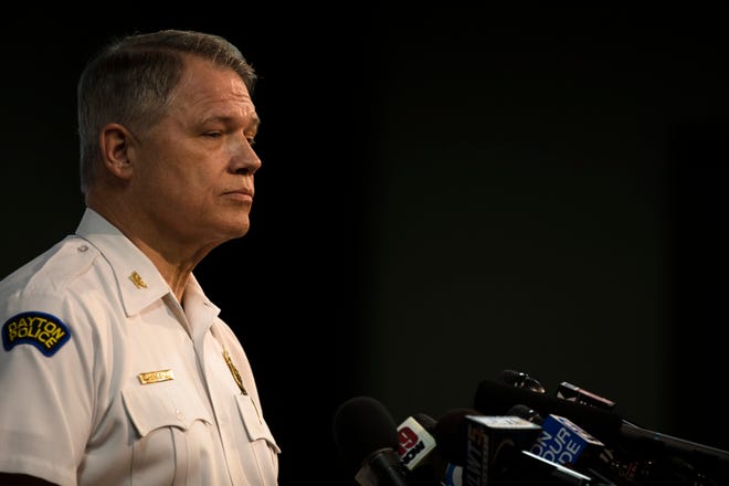 Dayton Police Chief Richard Biehl speaks during a press conference about a mass shooting that left ten dead, including the shooter, and 26 injured along the 400 block of E. Fifth Street, Sunday, Aug. 4, 2019, in Dayton , Ohio. 