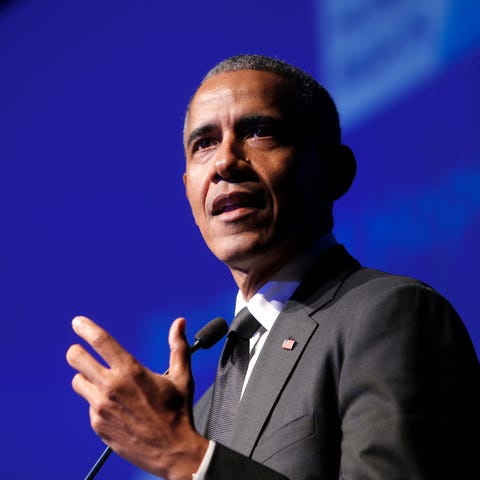 Former President Barack Obama accepts the Robert F