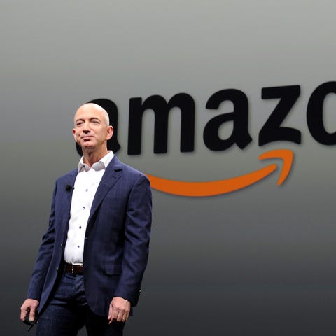 Jeff Bezos, CEO of Amazon, during a press conferen