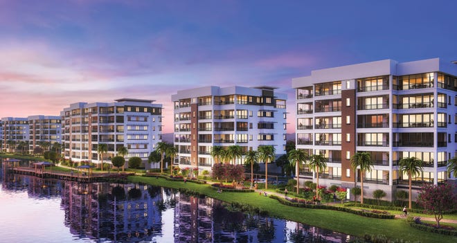 The residences at Moorings Park Grande Lake offer lake and golf course views.