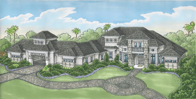The new Cortona II, by Stock Signature Homes, overlooks the 13th fairway of Quail West’s Preserve Course.