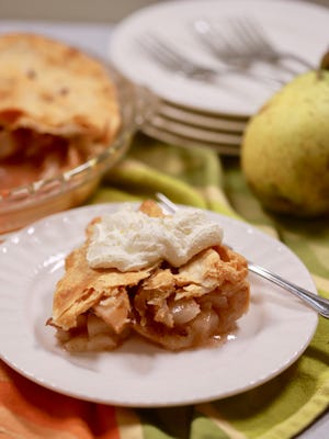 The best pears for a pie are the old-fashioned hard sand pears from a backyard pear tree.
