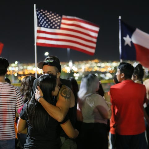 The memorial outside the Walmart in El Paso,...