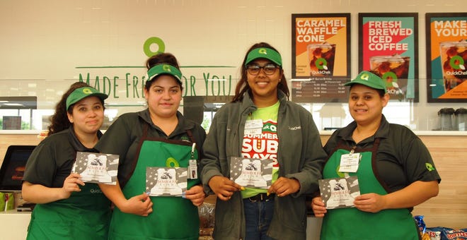 QuickChek has raised $75,000 to help provide immediate financial assistance and lifetime support to members of the U.S. Armed Forces and their families through an in-store donation program in which customers were invited to purchase paper boots for $1 at any of the company’s 158 fresh convenience market store locations. Pictured are (left to right) QuickChek team members Franshesca Flores, Raritan Store Leader Alexandra Salazar, Oma Sampal and Cindy Rincon in the company’s new Raritan store.