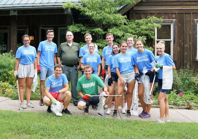 Thirteen college students from Poland and Latvia enthusiastically participated in the clean up at Fairview’s Bowie Nature Park on August 3, 2019 as part of “Exchange Visitors Day.”