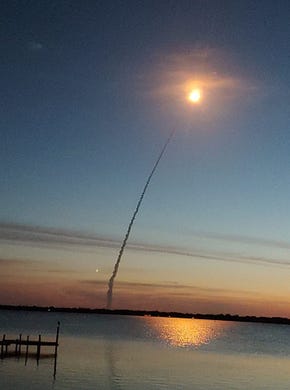 A United Launch Alliance Atlas V rocket lifts off from Cape Canaveral Air Force Station early Thursday morning, Aug. 8, 2019.