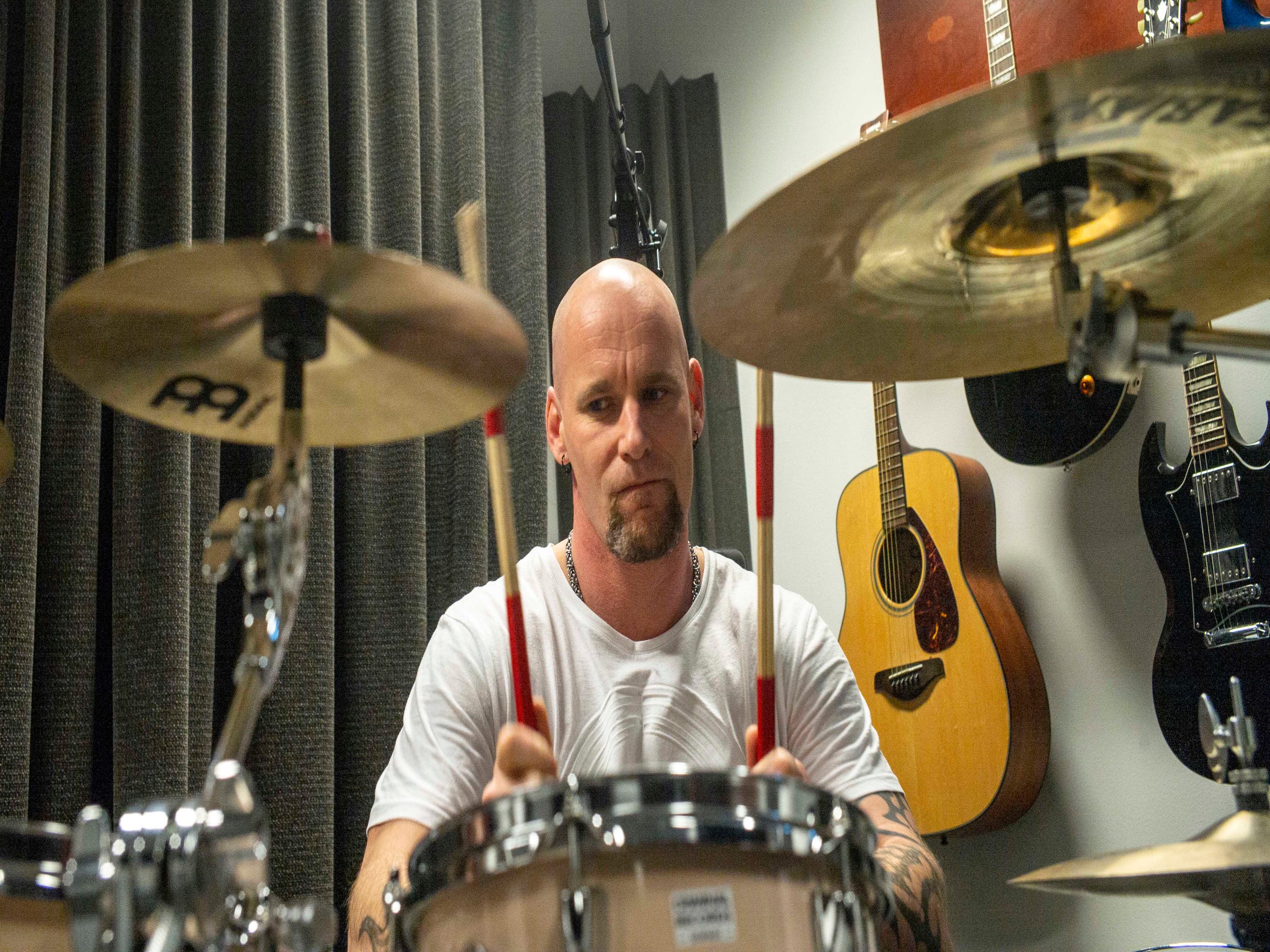 Inmate Mike, who didn't give his last name, plays the drums at Halden Prison in Norway. He's from the Netherlands, and among 40 percent of Halden prisoners who come from foreign countries.