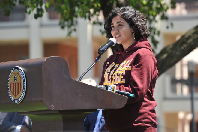 Salinas Valley Promise scholar Julissa Portillo speaks about her experience getting free tuition for her first year as part of the new Hartnell College program. Aug. 8, 2019.