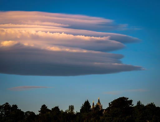 Clouds form over San Sebastian, Basque Country, Spain on August 9, 2019.