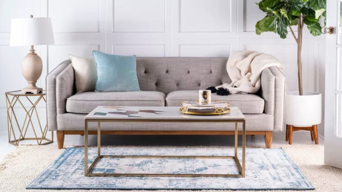 This Wayfair Clearance Is A Great, How Big Should Rug Under Coffee Table Be
