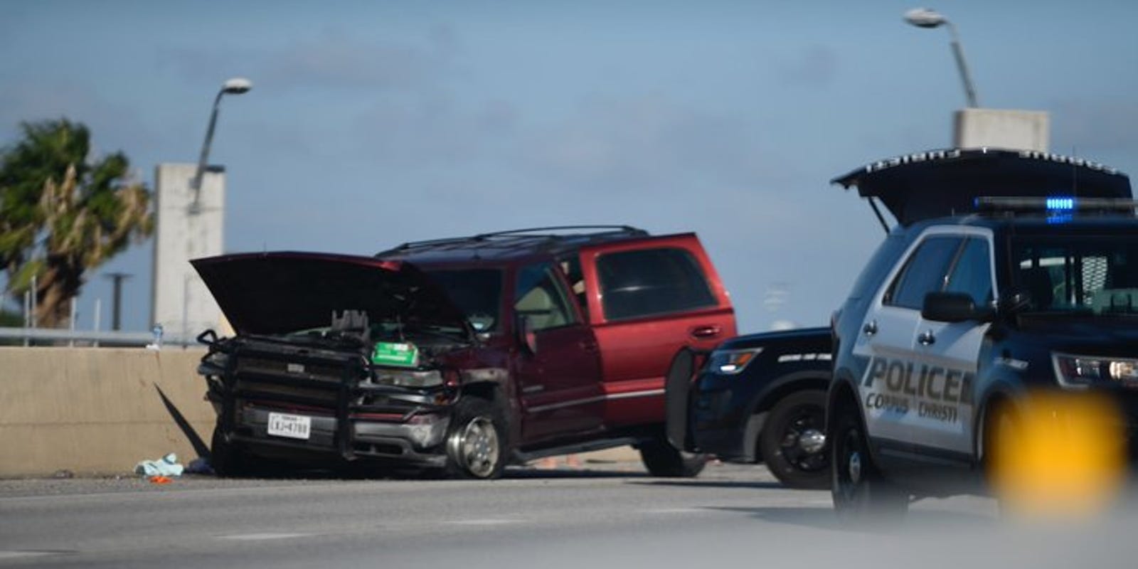 Corpus Christi police Car crash on SPID forces lane closures near