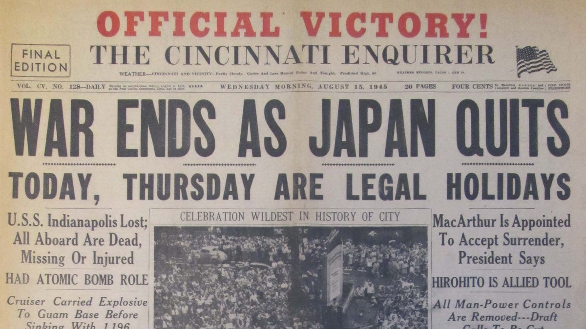 World War II ended | Enquirer historic front pages from Aug. 15 - The Cincinnati Enquirer