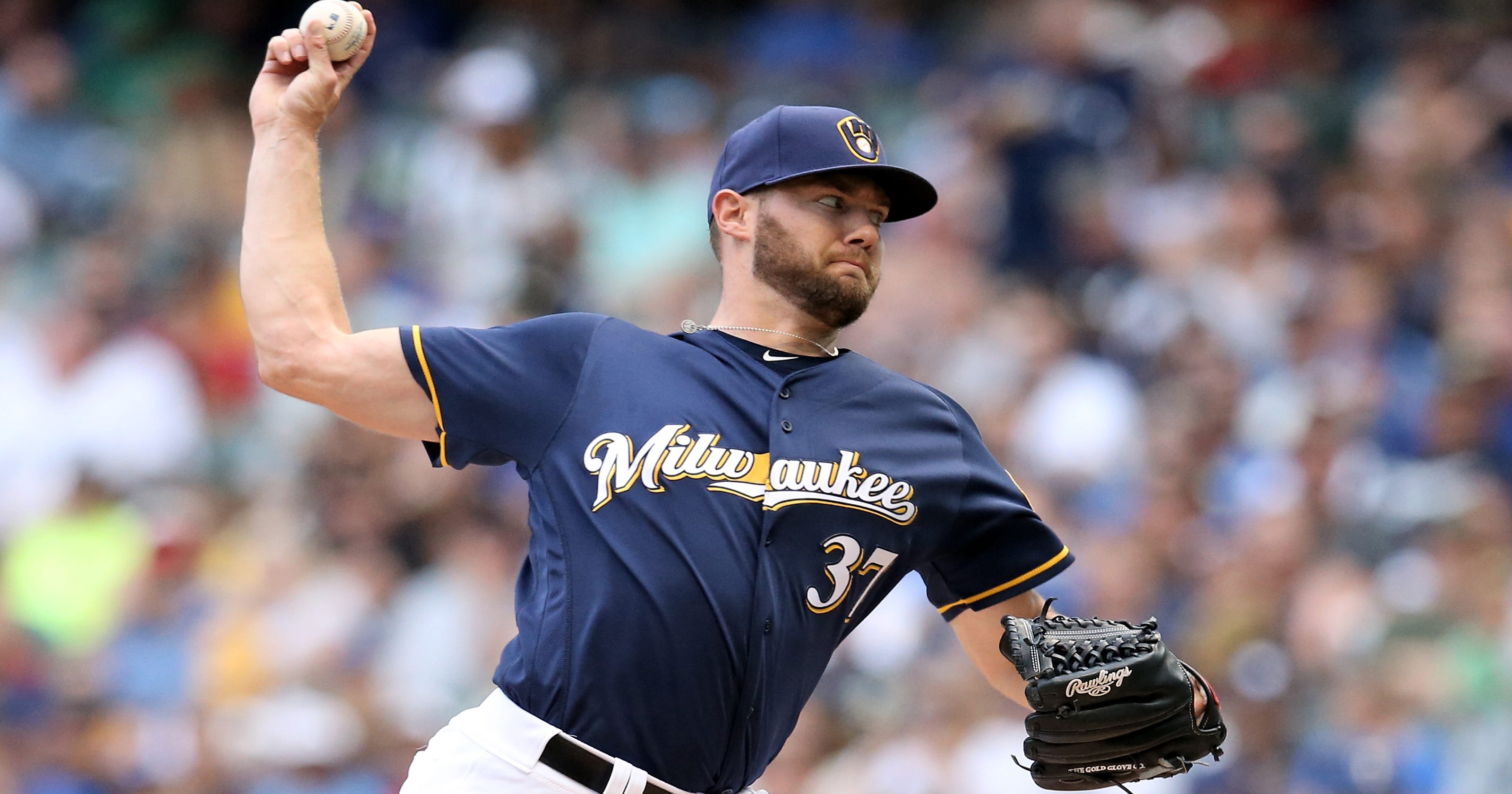 Adrian Houser Brewers pitcher throws up on mound, shuts down Rangers