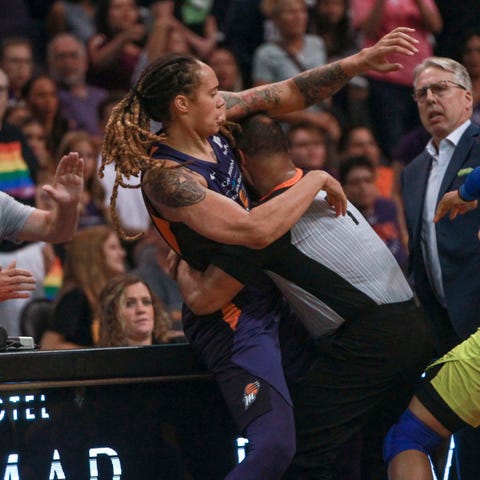 Mercury center Brittney Griner and Wings forward...