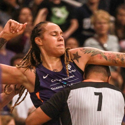 Mercury center Brittney Griner and Wings forward...