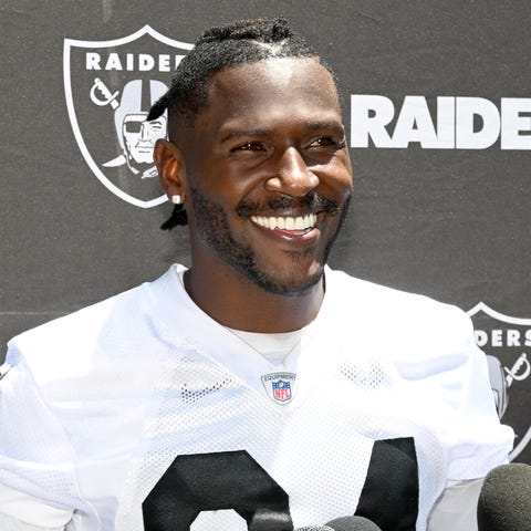 Oakland Raiders receiver Antonio Brown (84)...