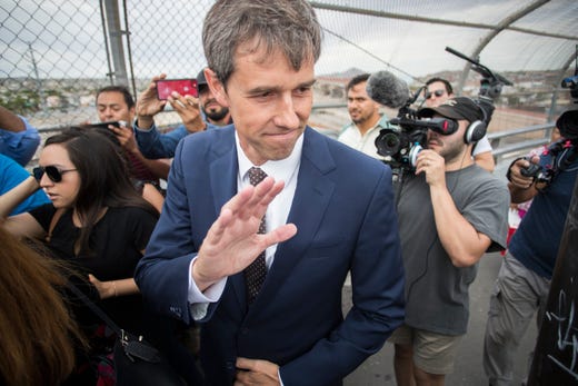 Beto O'Rourke visits Mexico to meet with Javier Corrales, governor of the Mexican state of Chihuahua, and with family members of the deceased due to the shooting in El Paso, Texas on August 8, 2019. O'Rouke announced he is running for president on March 14, 2019. 