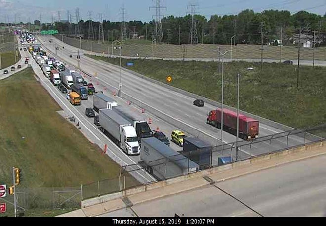 Traffic backs up on I-894 following a fatal motorcycle accident Thursday.