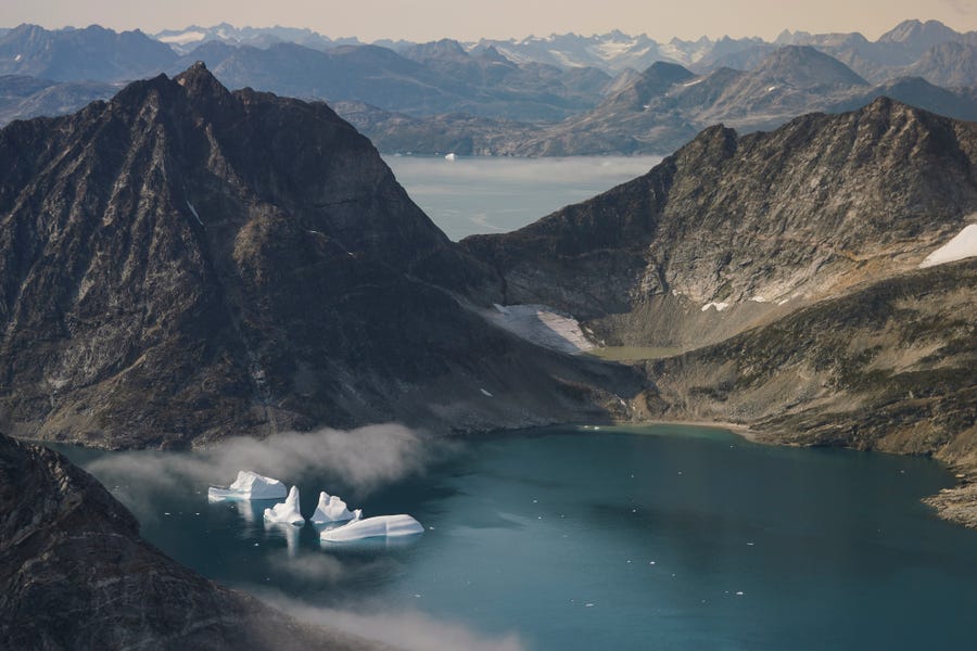 NASA scientists photographed icebergs in Greenland.