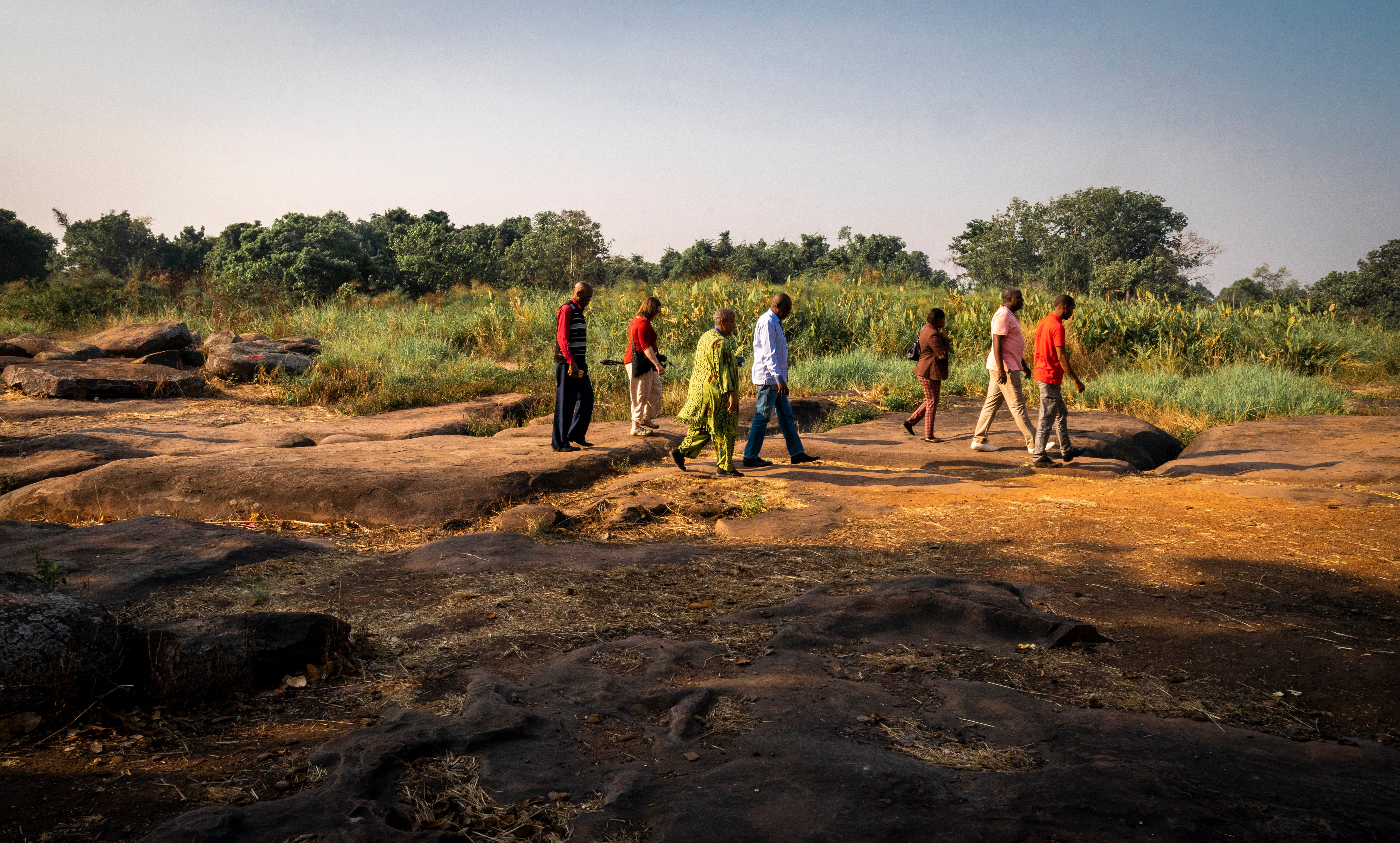 Wanda Tucker is escorted to the Kalandula Falls in the Malanje province of Angola.