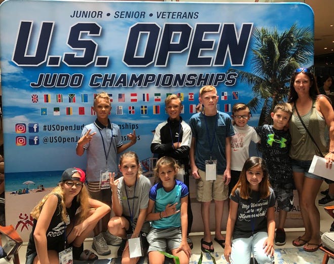 Suncoast Warriors U.S. Open competitors, top from left: Nina Rodriguez (5th place), Jaylee Mathis (7th place), Aubrey Genereux (Gold medal), Ginger Weiner (bronze medal). Bottom: Cristian Fernandez (5th place,) Julien Fernandez (bronze medal) and Patrick Moeller (7th place)