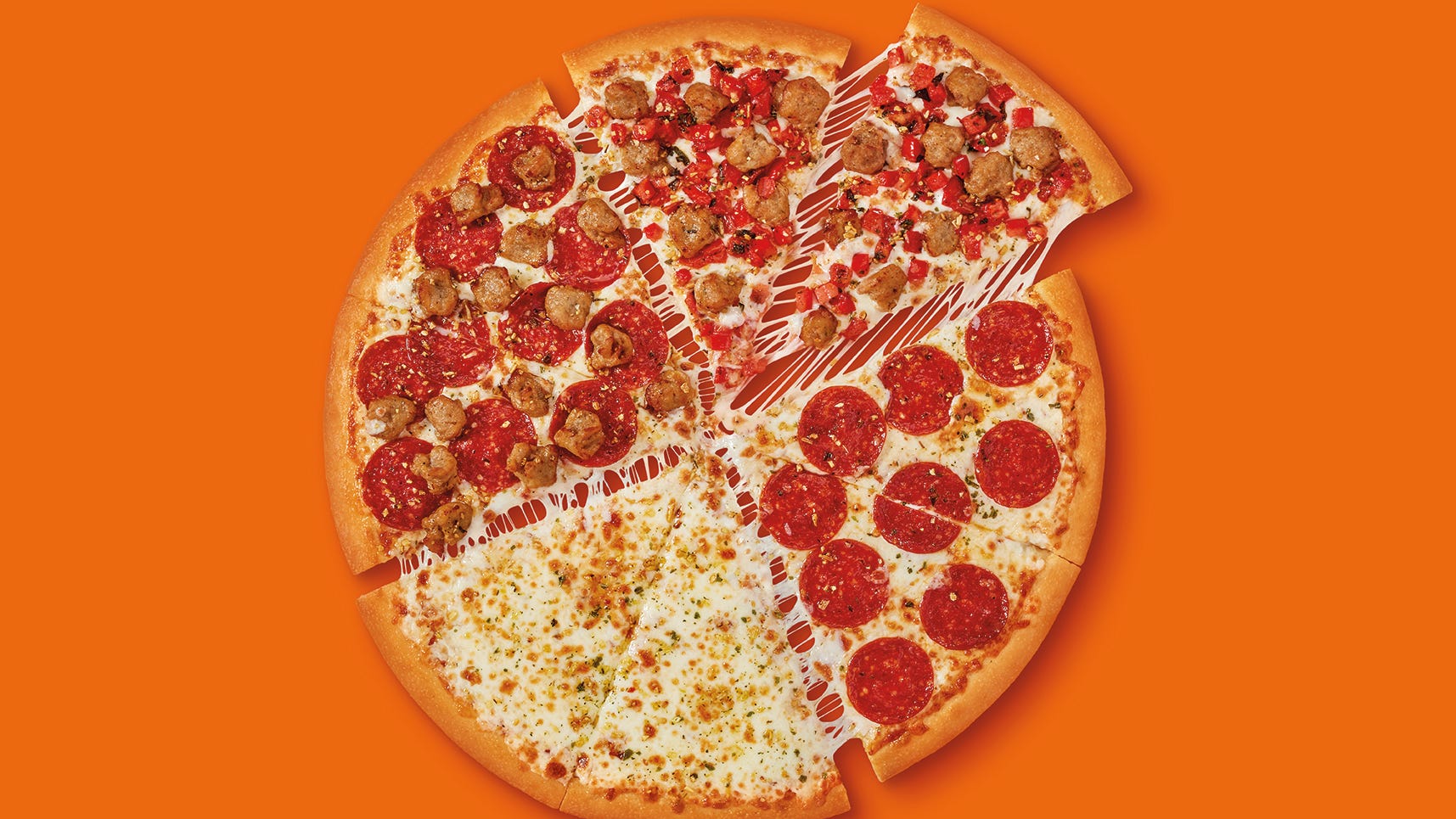 Little Caesars new Quattro pizza has these 4 flavors Little Caesars new Quattro pizza has these 4 flavors
