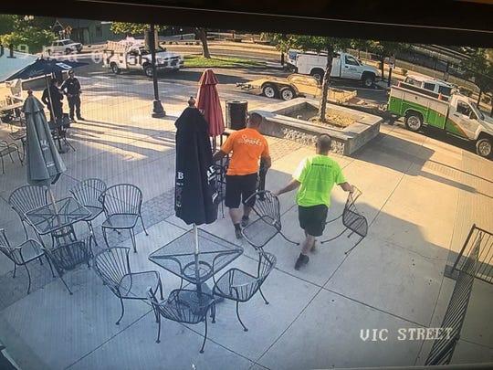Security camera footage captures Sparks city employees removing patio furniture at Victorian Saloon