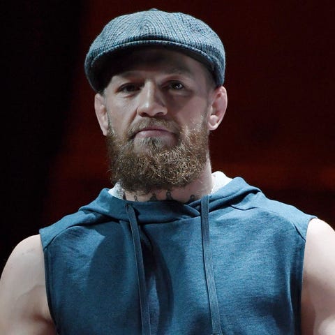 Conor McGregor arrives at an open workout for UFC...