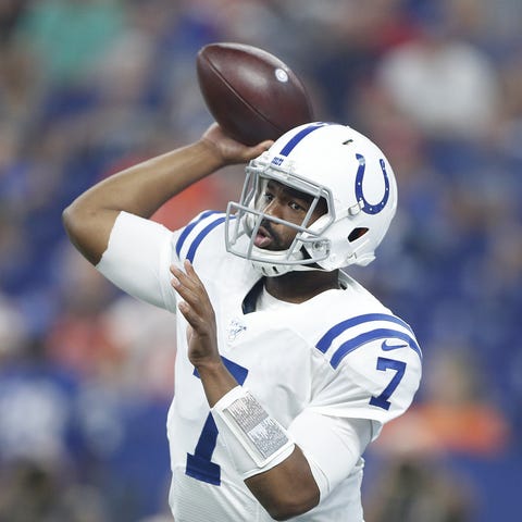 Indianapolis Colts quarterback Jacoby Brissett...