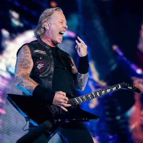 James Hetfield of Metallica performs on stage duri