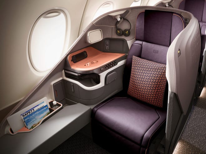 Singapore Airlines business class seat.