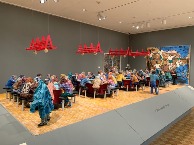 "Oriental Pharmacy Lunch Counter" by Adolph Rosenblatt is on display at the Chazen Museum of Art.