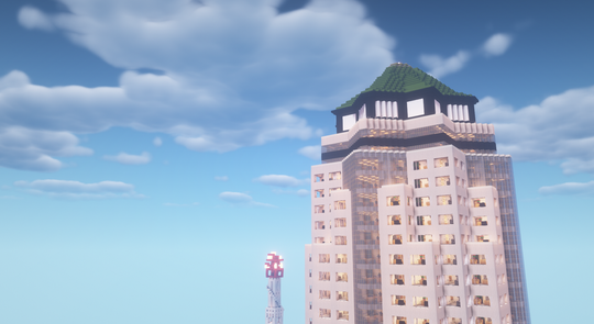 The 801 Grand building in downtown Des Moines recreated in Minecraft by Sean Eddy.