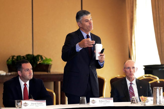Robert Pasci ASAIC Coordinator, U.S. Secret Service, addresses members of the 2020 DNC National Special Security Event (NSSE) Executive Steering Committee (ESC) hold a meeting to  discuss the overall security planning for the upcoming Democratic National Convention in Milwaukee.